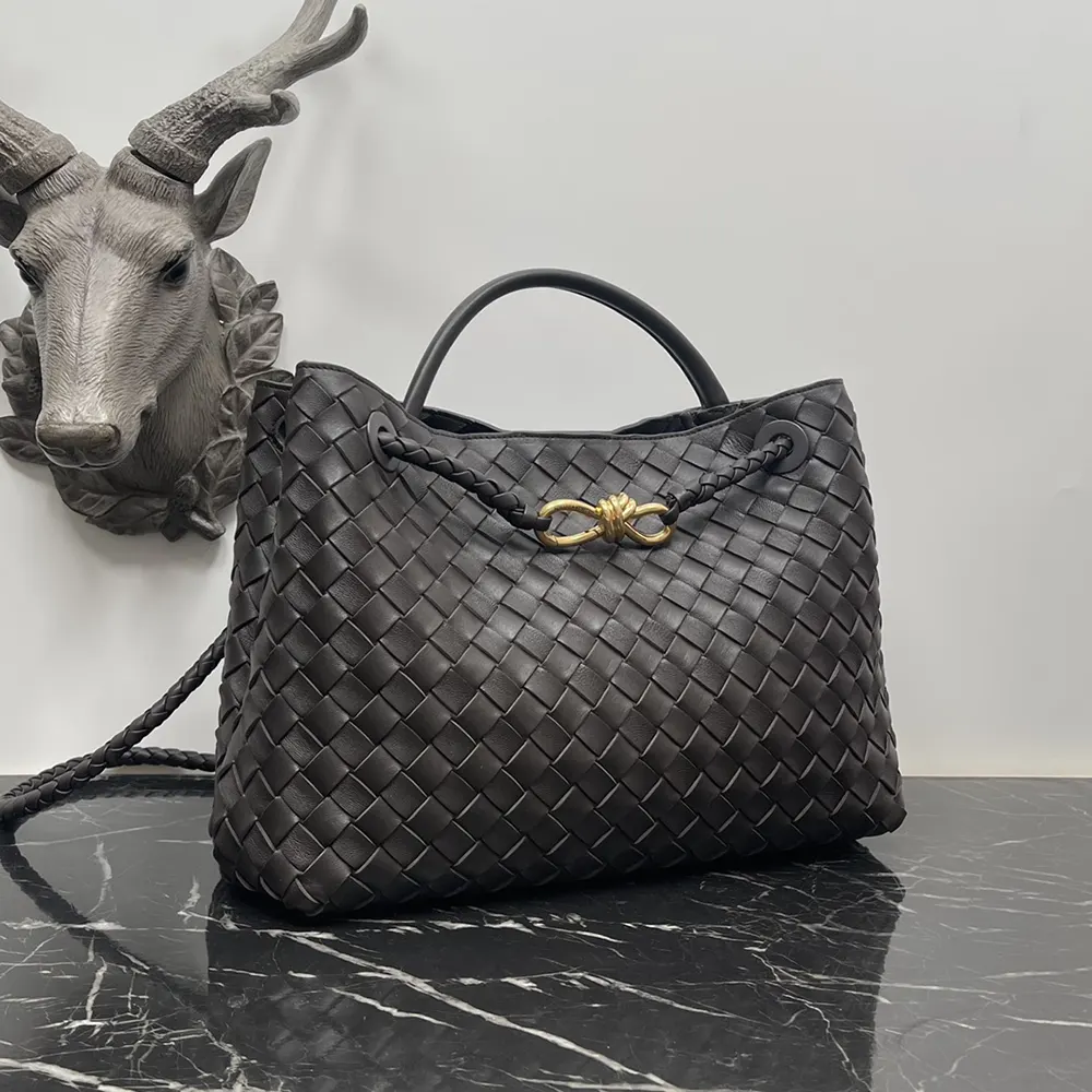 Side profile showcasing silhouette of Bottega Veneta Women Medium Andiamo shoulder bag
