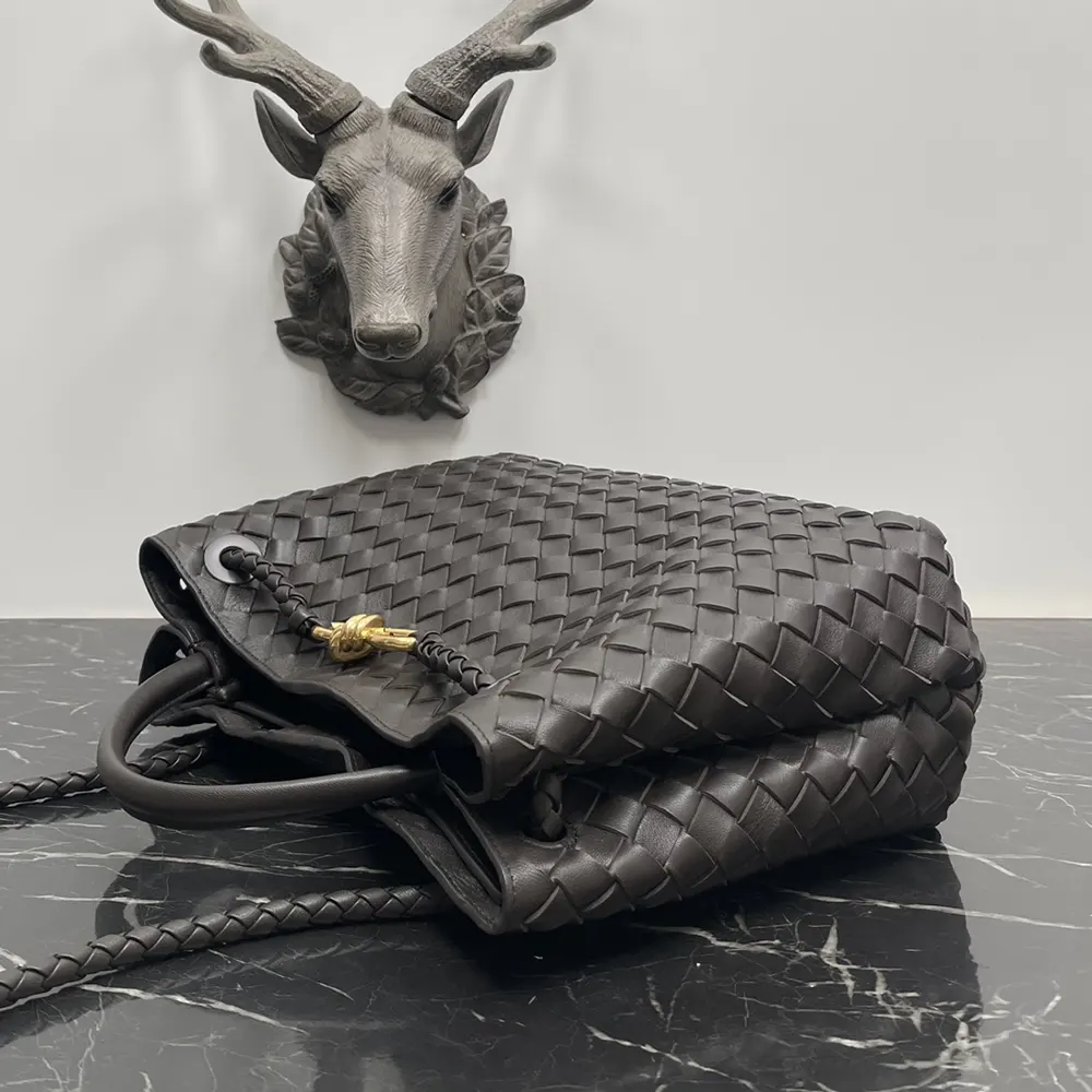 Bottega Veneta Women Medium Andiamo in Lambskin Leather-Chocolate Brown - image 5