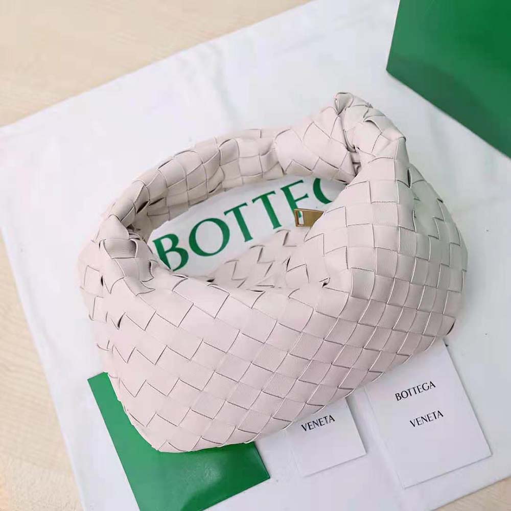 Close-up of signature intrecciato detail on Mini Jodie handbag