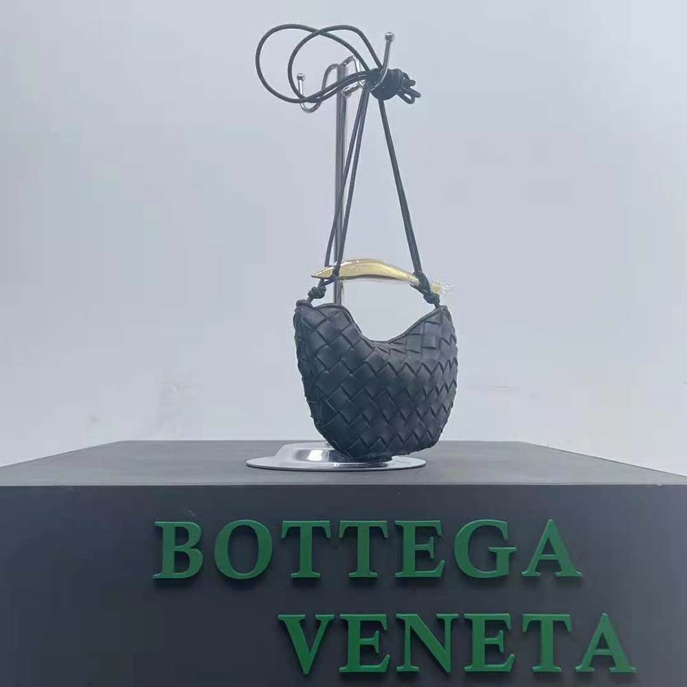 Side angle showing gold-tone hardware on Bottega Veneta Women Mini Sardine