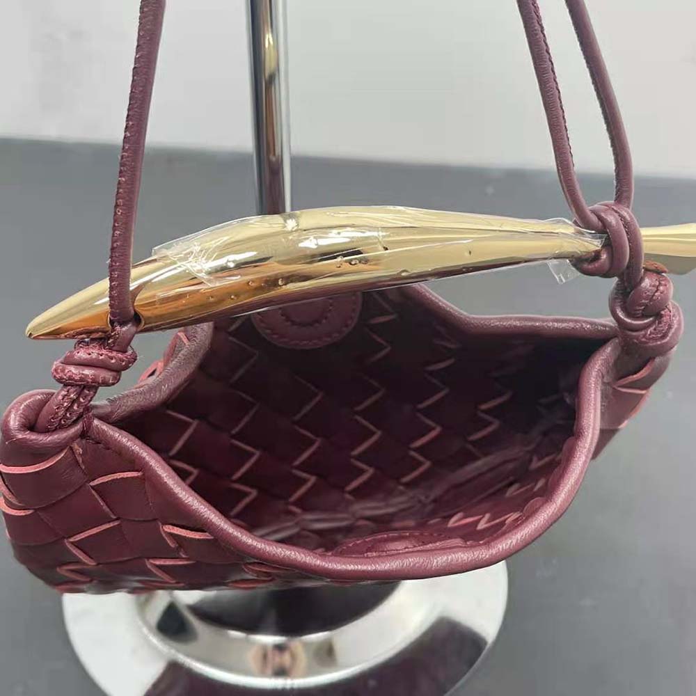 Bottega Veneta Women Mini Sardine in Supple Lambskin Leather-Maroon - image 6
