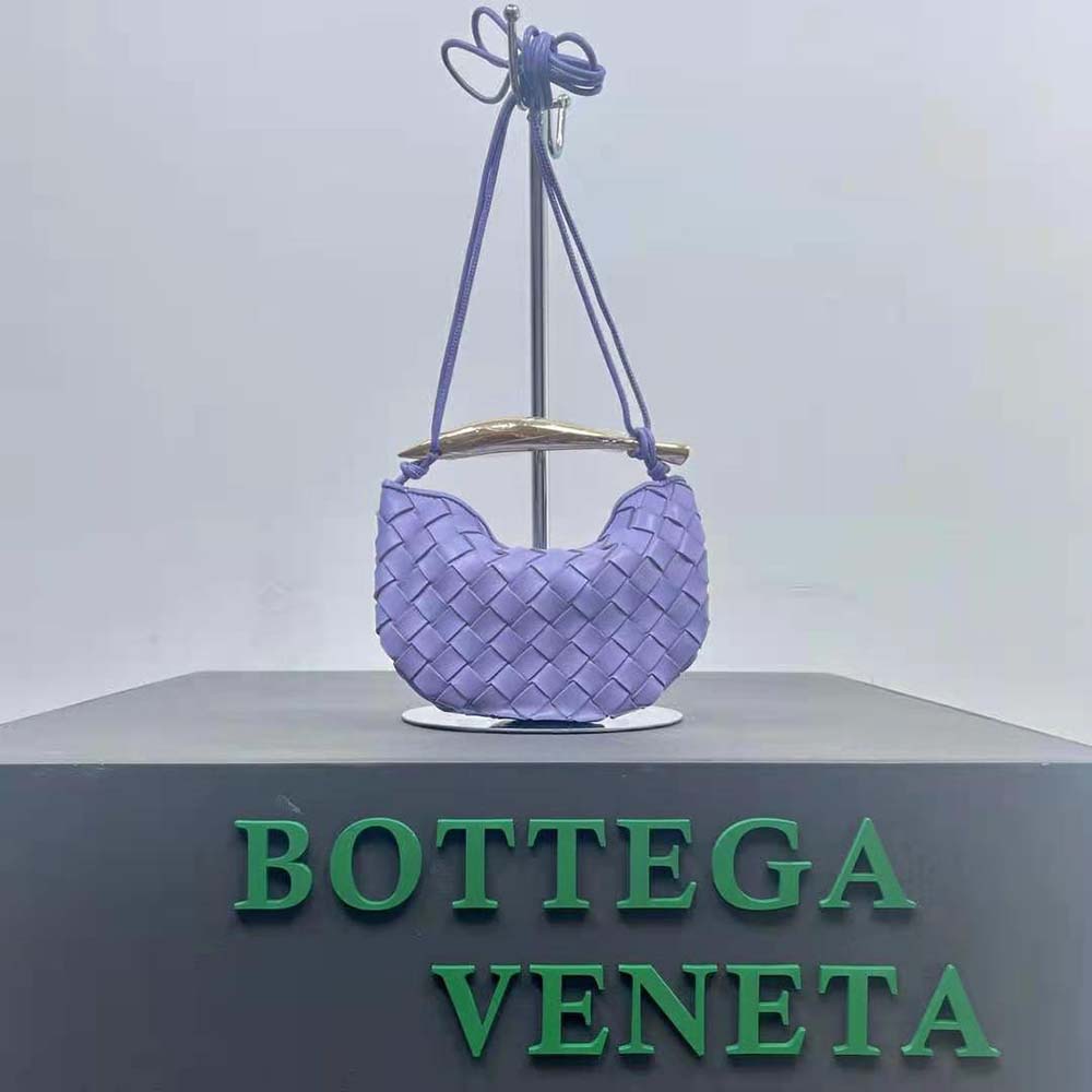 Close-up of Bottega Veneta Mini Sardine leather texture and gold hardware