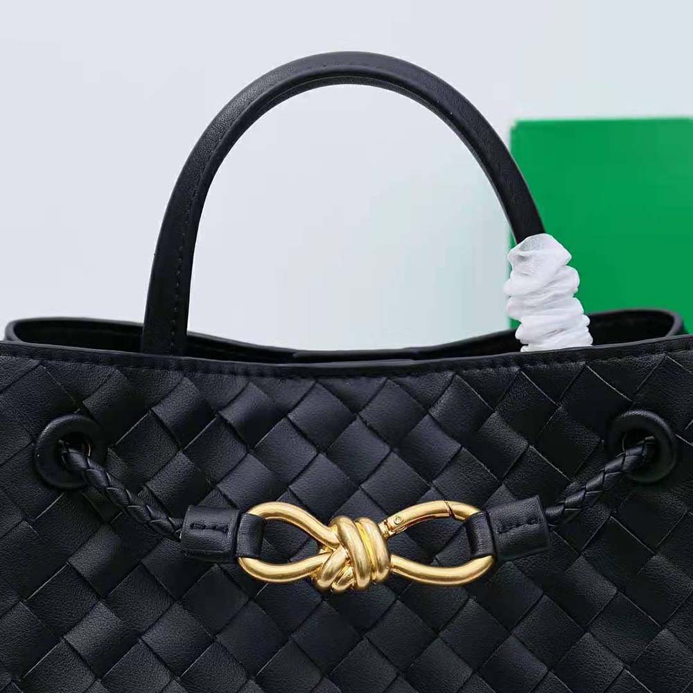 Bottega Veneta Women Small Andiamo in Lambskin Leather-Black - image 9