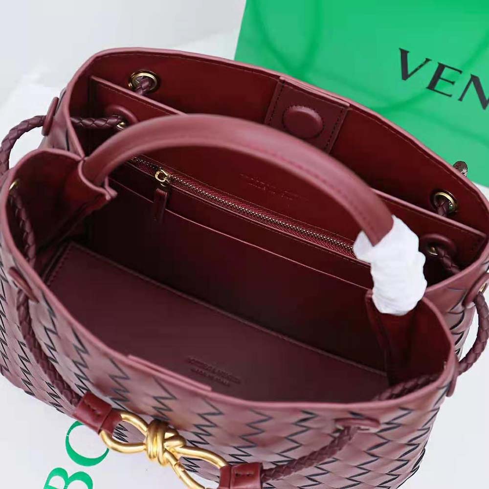 Bottega Veneta Women Small Andiamo in Lambskin Leather-Maroon - image 10