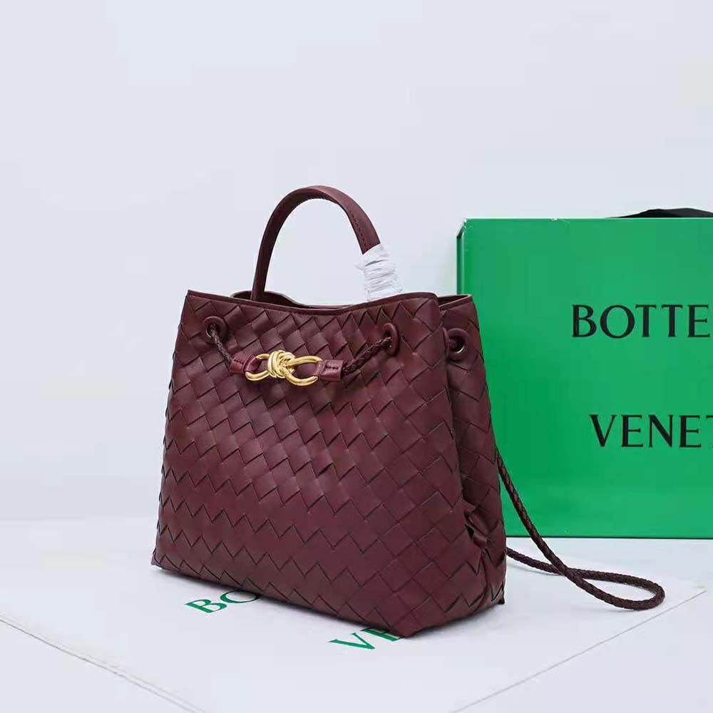 Bottega Veneta Women Small Andiamo in Lambskin Leather-Maroon - image 4