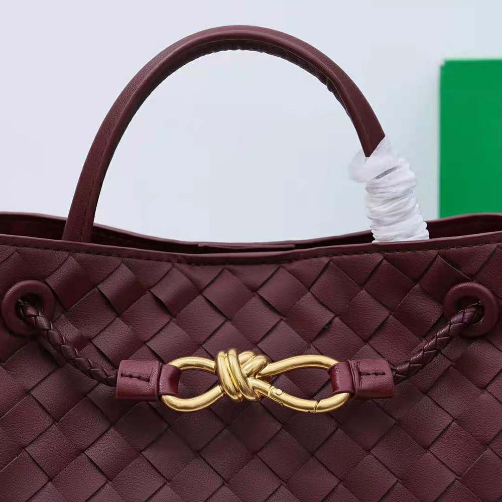Bottega Veneta Women Small Andiamo in Lambskin Leather-Maroon - image 6