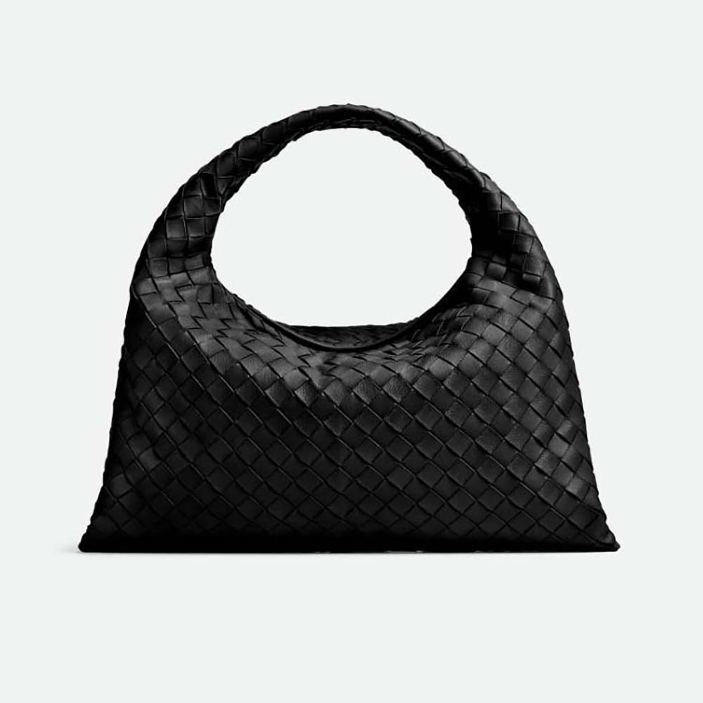 Front view of Bottega Veneta Women Small Hop with intrecciato pattern