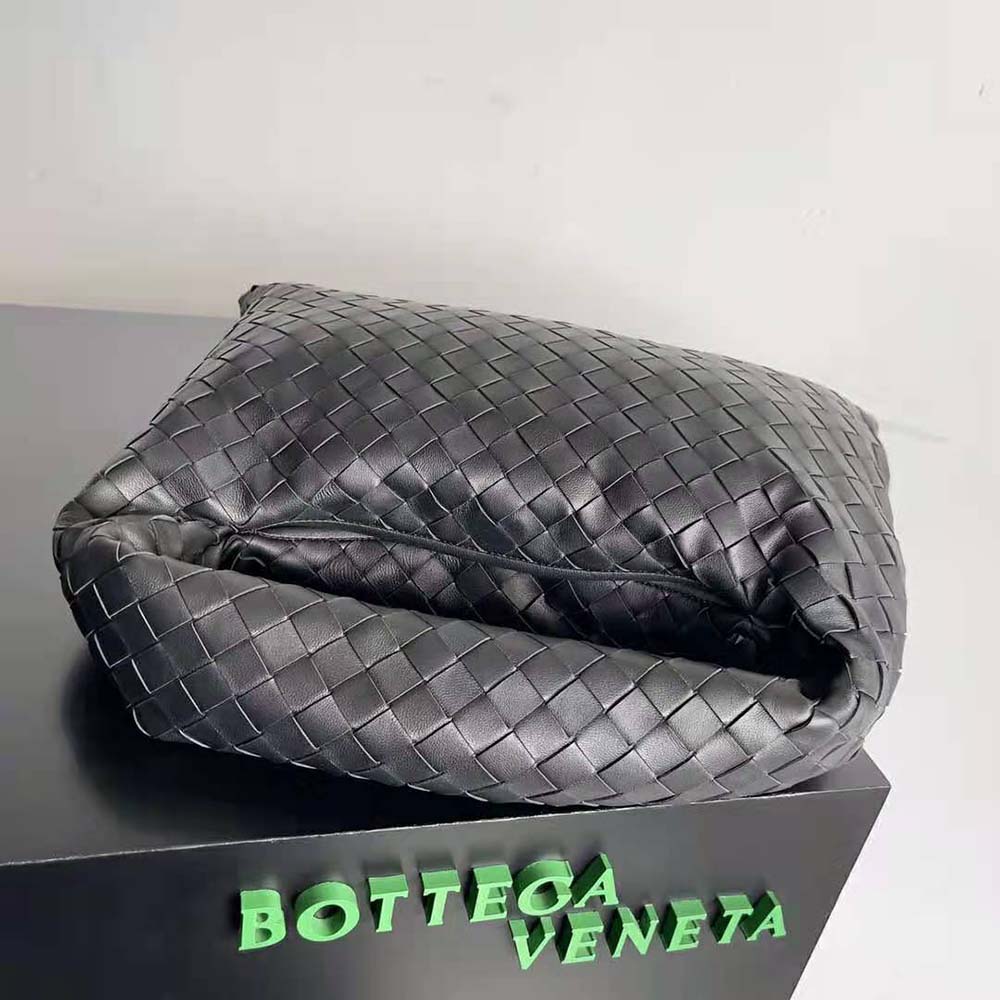 Bottega Veneta Women Small Hop with Intrecciato Craftsmanship in Calfskin Leather-Black - image 4