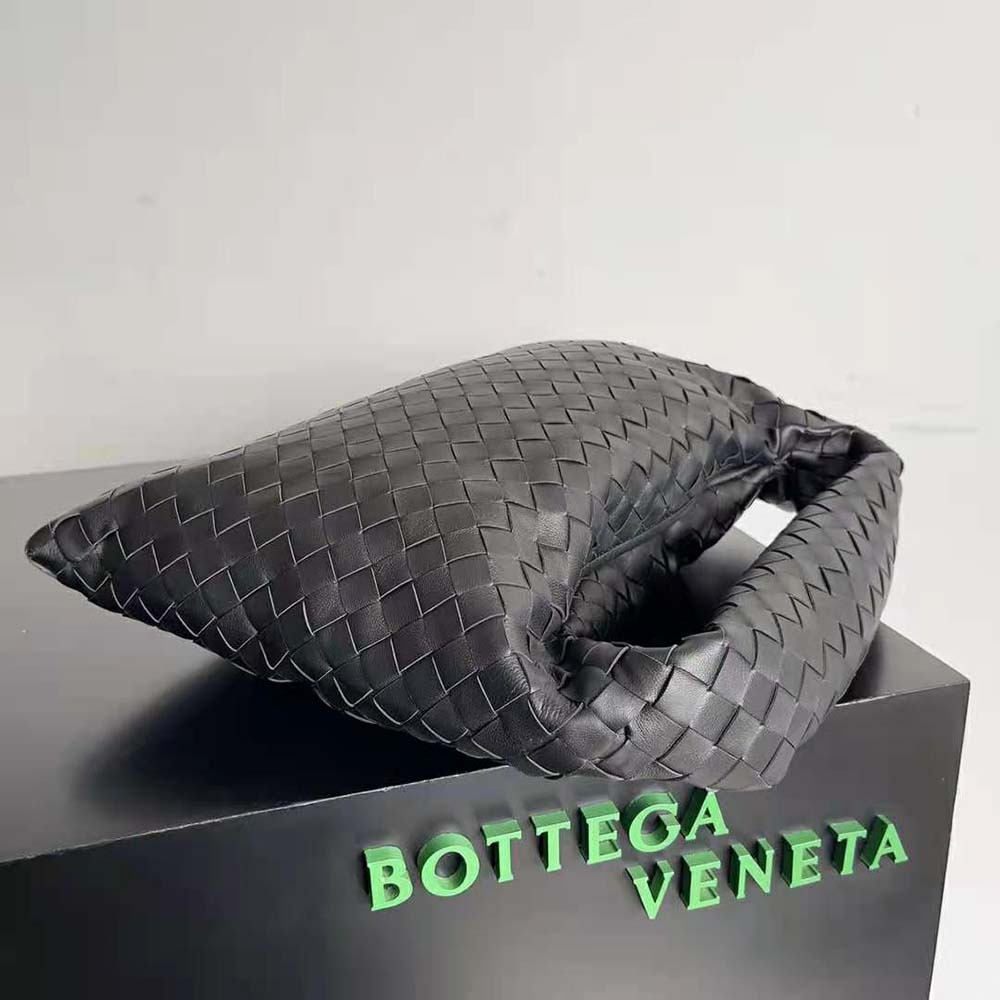 Bottega Veneta Women Small Hop with Intrecciato Craftsmanship in Calfskin Leather-Black - image 5