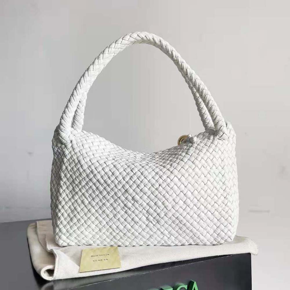 Side angle of Bottega Veneta Women Tosca Shoulder Bag showing sleek silhouette