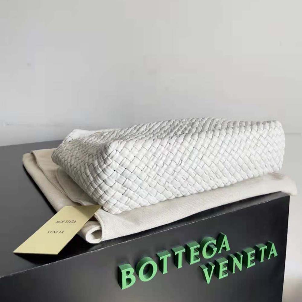 Bottega Veneta Women Tosca Shoulder Bag with Metallic Sphere Closure Woven-White - image 5