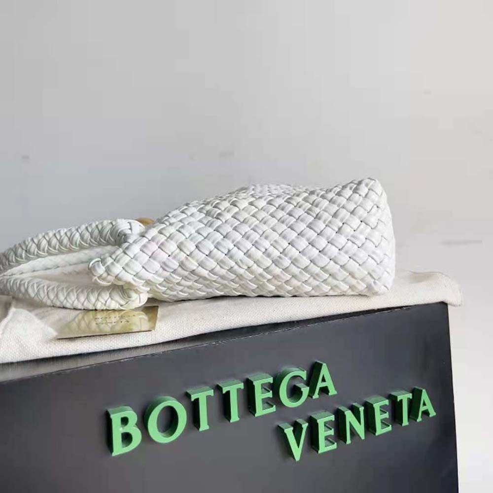 Bottega Veneta Women Tosca Shoulder Bag with Metallic Sphere Closure Woven-White - image 4