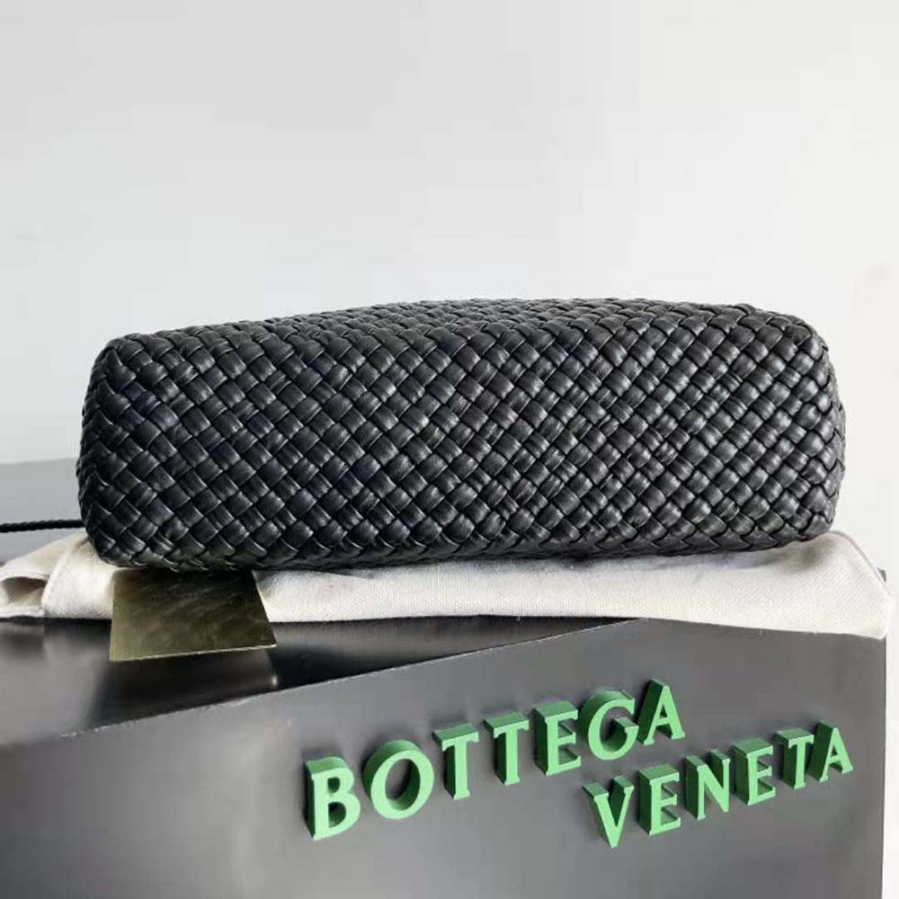 Bottega Veneta Women Tosca Shoulder Bag with Metallic Sphere Closure Woven-Black - image 4