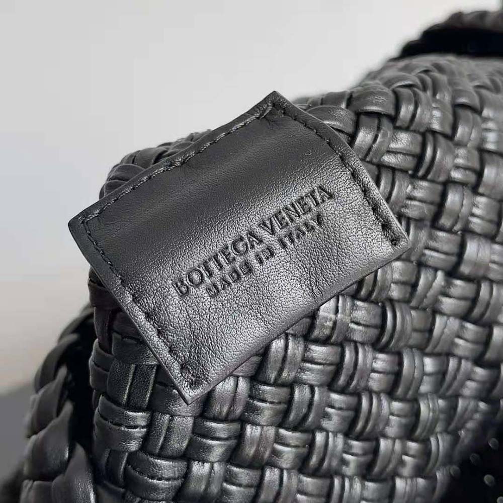 Bottega Veneta Women Tosca Shoulder Bag with Metallic Sphere Closure Woven-Black - image 9