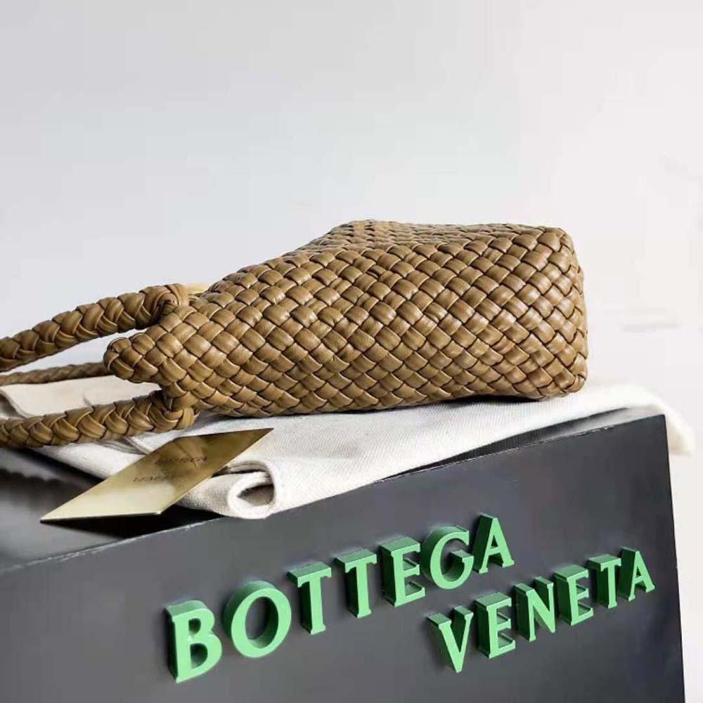 Bottega Veneta Women Tosca Shoulder Bag with Metallic Sphere Closure Woven-Brown - image 5