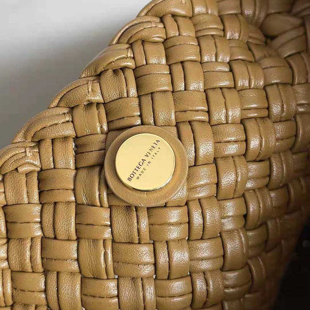 Bottega Veneta Women Tosca Shoulder Bag with Metallic Sphere Closure Woven-Brown - image 6