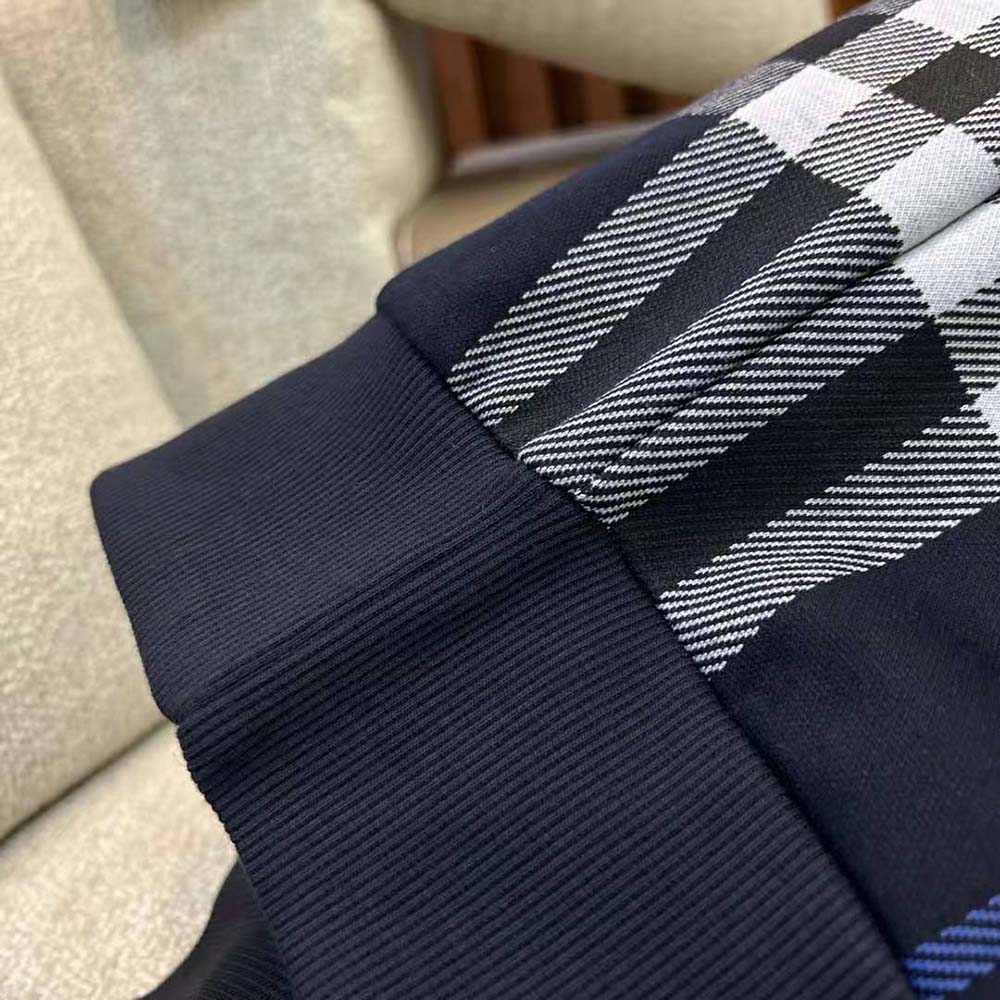 Burberry Men Check Cotton Jacquard Hoodie-Blue - image 9