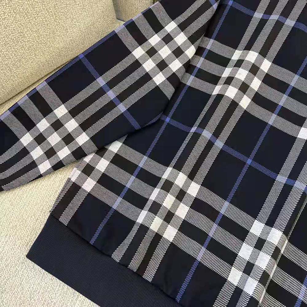 Burberry Men Check Cotton Jacquard Hoodie-Blue - image 4