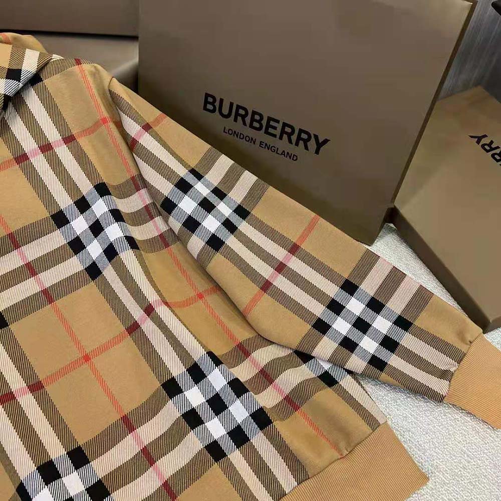 Burberry Men Check Cotton Jacquard Hoodie-Brown - image 5