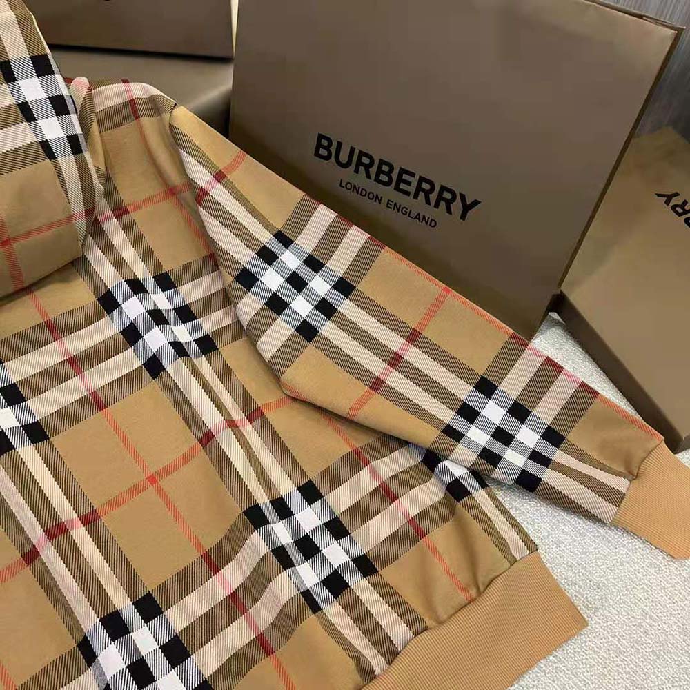 Burberry Men Check Cotton Jacquard Hoodie-Brown - image 4