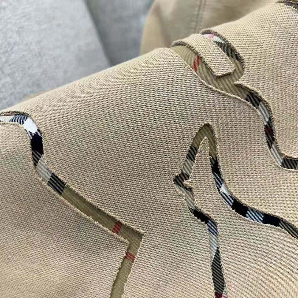 Burberry Men Check EKD Cotton Hoodie-Beige - image 7