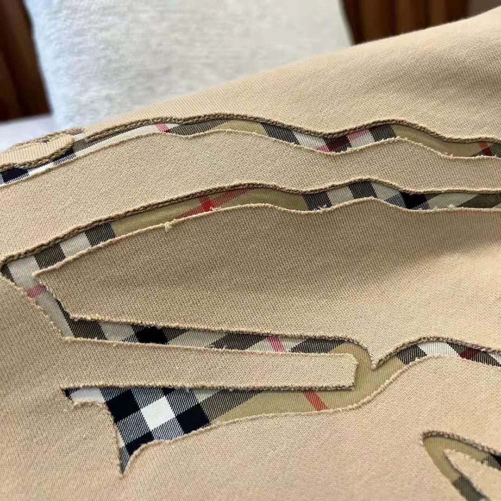 Burberry Men Check EKD Cotton Hoodie-Beige - image 5