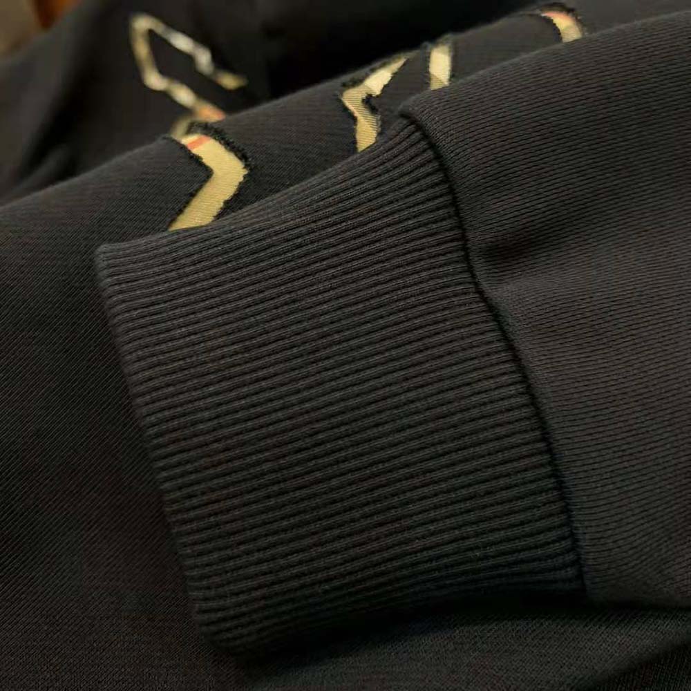 Burberry Men Check EKD Cotton Hoodie-Black - image 5