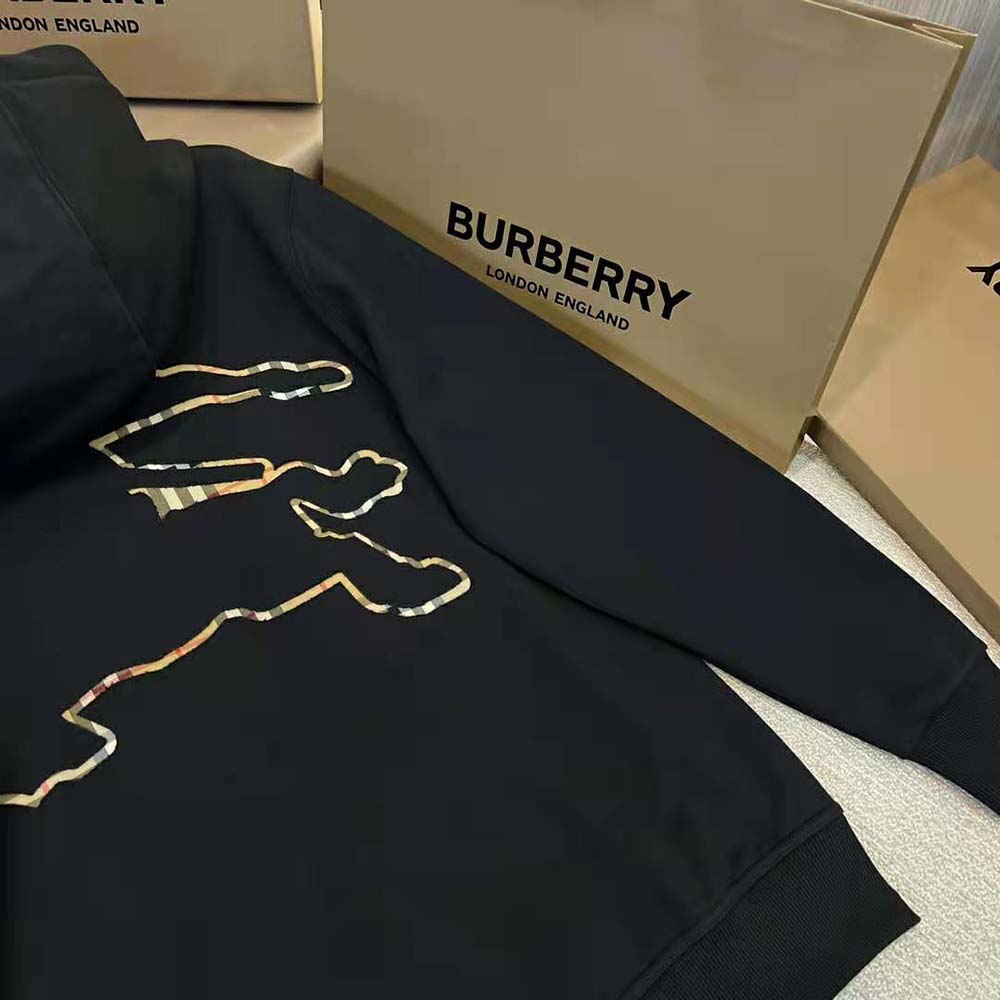 Burberry Men Check EKD Cotton Hoodie-Black - image 4