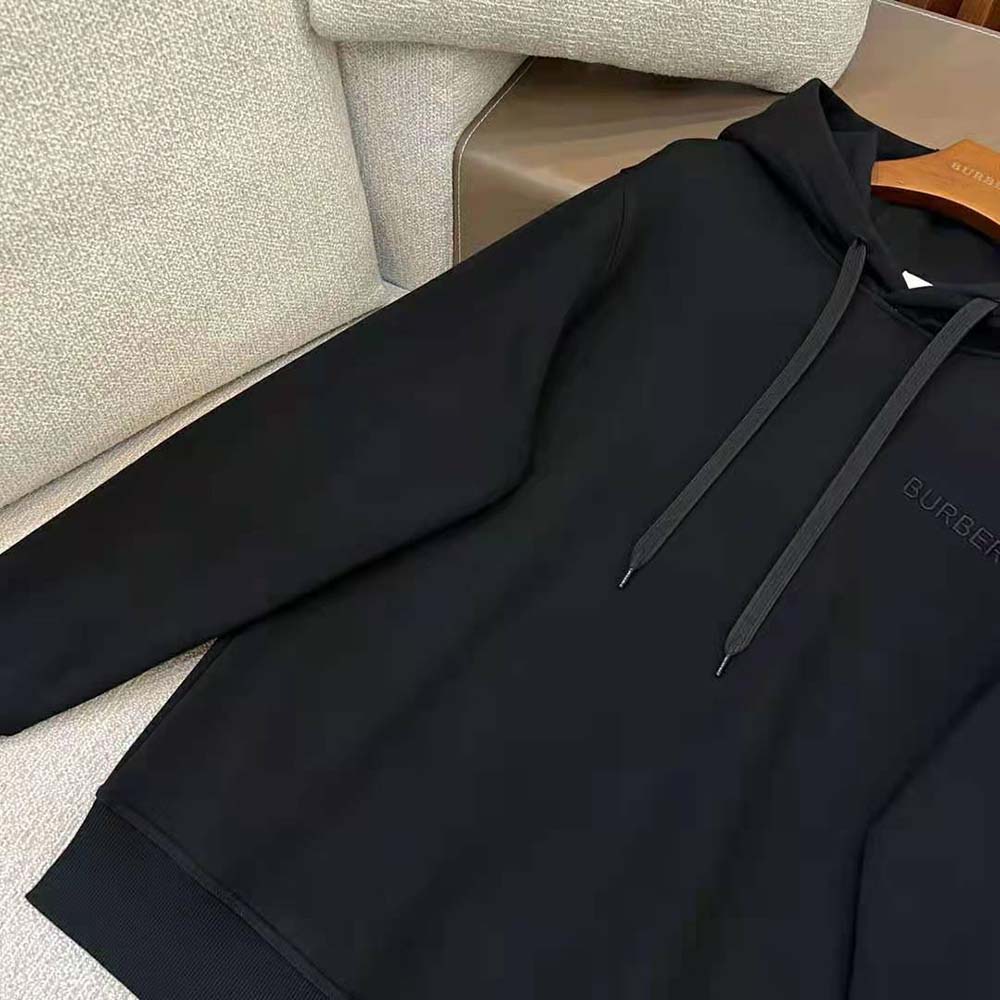 Burberry Men Check EKD Cotton Hoodie-Black - image 9