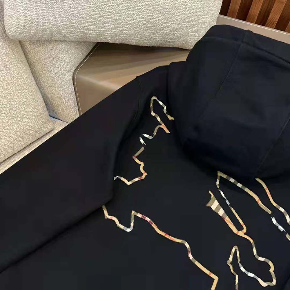 Burberry Men Check EKD Cotton Hoodie-Black - image 7