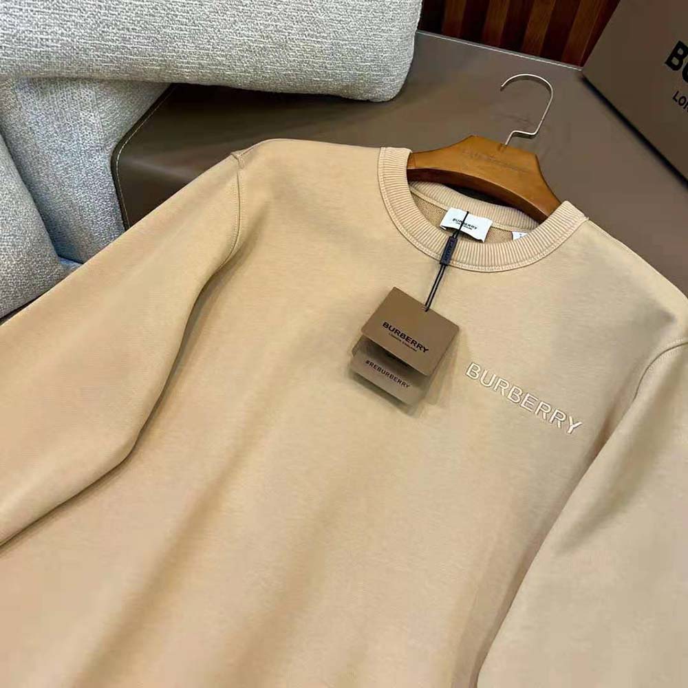 Burberry Men Check EKD Cotton Sweatshirt-Beige - image 4