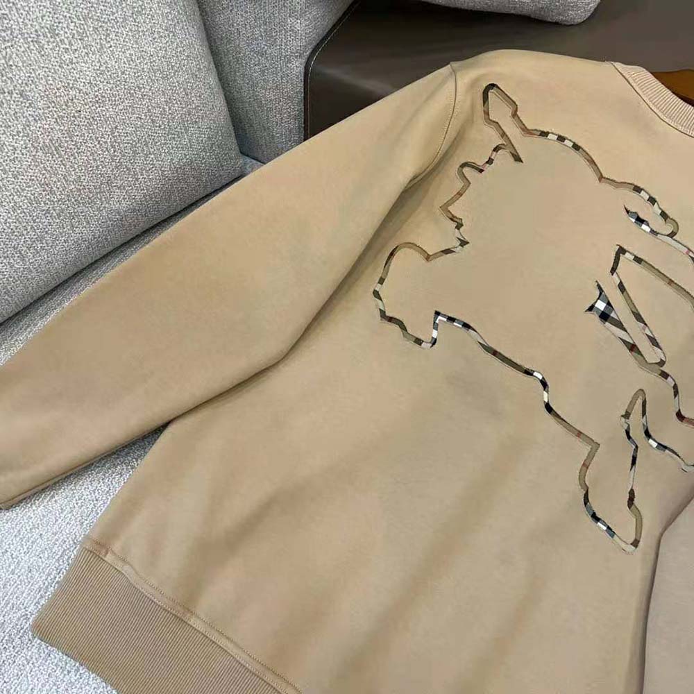Burberry Men Check EKD Cotton Sweatshirt-Beige - image 8