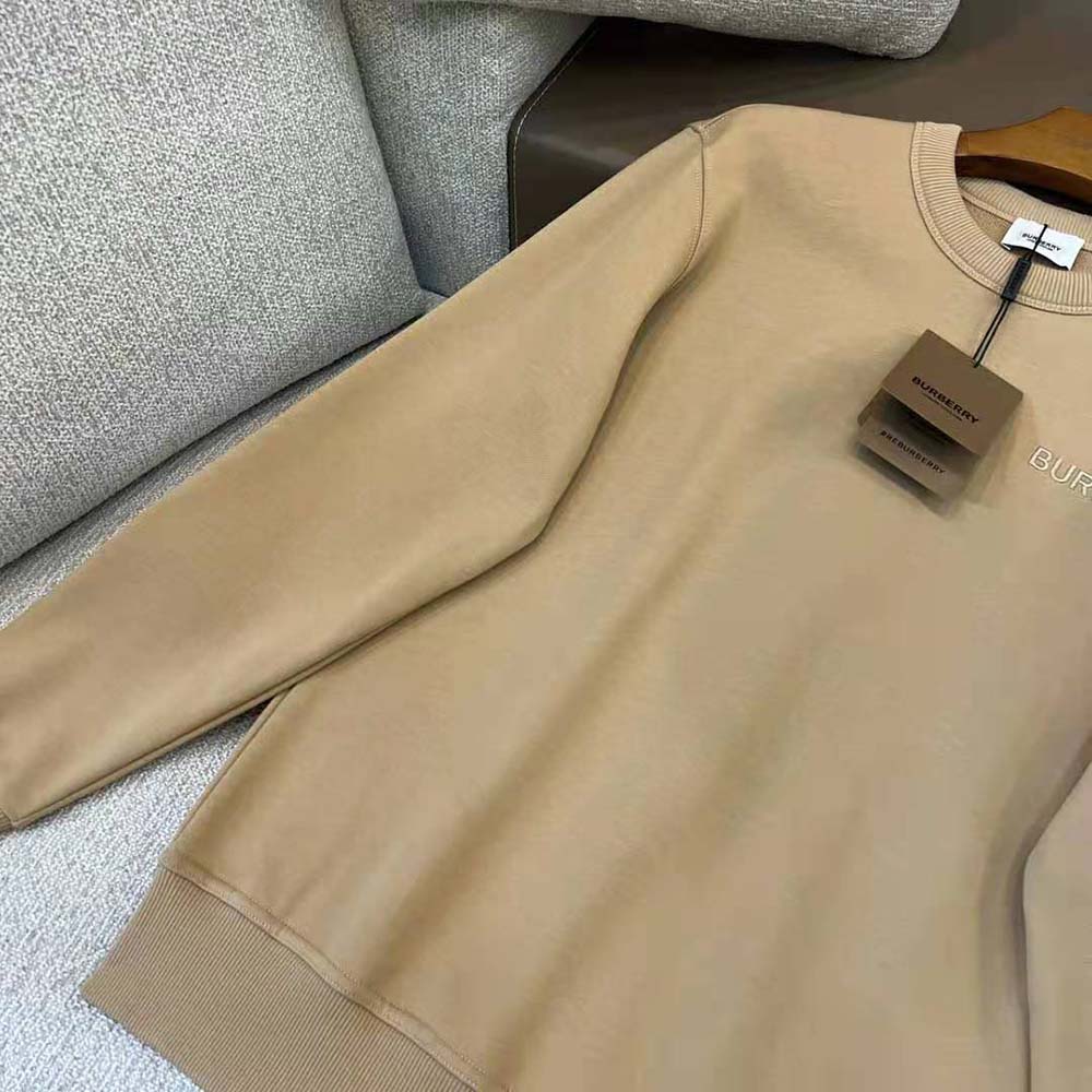 Burberry Men Check EKD Cotton Sweatshirt-Beige - image 5