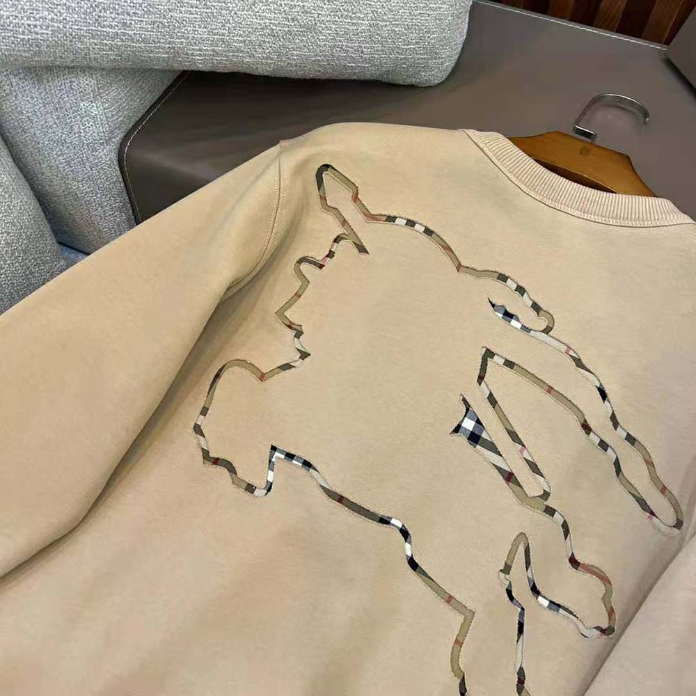 Burberry Men Check EKD Cotton Sweatshirt-Beige - image 7