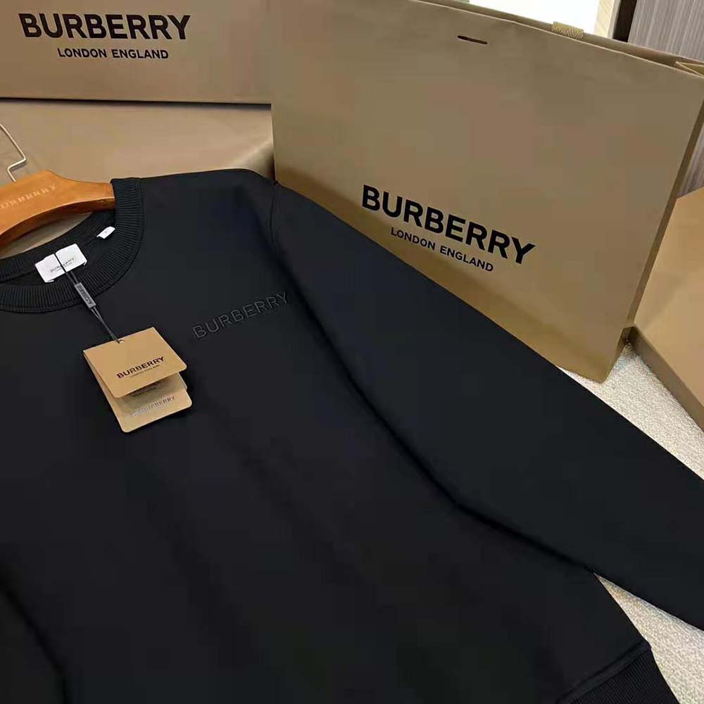 Burberry Men Check EKD Cotton Sweatshirt-Black - image 4