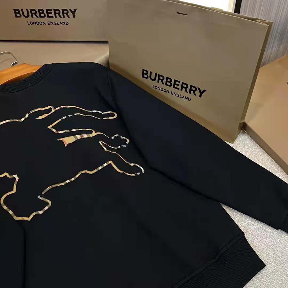 Burberry Men Check EKD Cotton Sweatshirt-Black - image 9