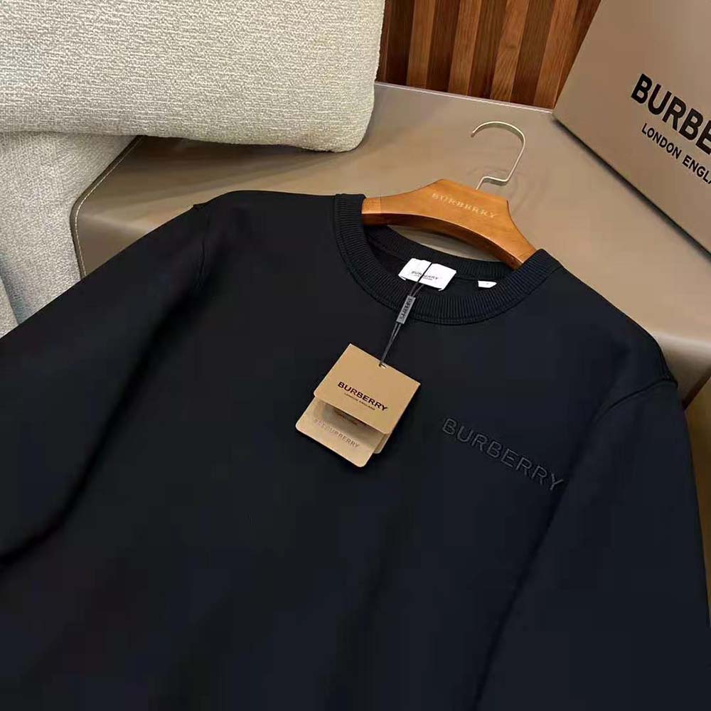 Burberry Men Check EKD Cotton Sweatshirt-Black - image 5