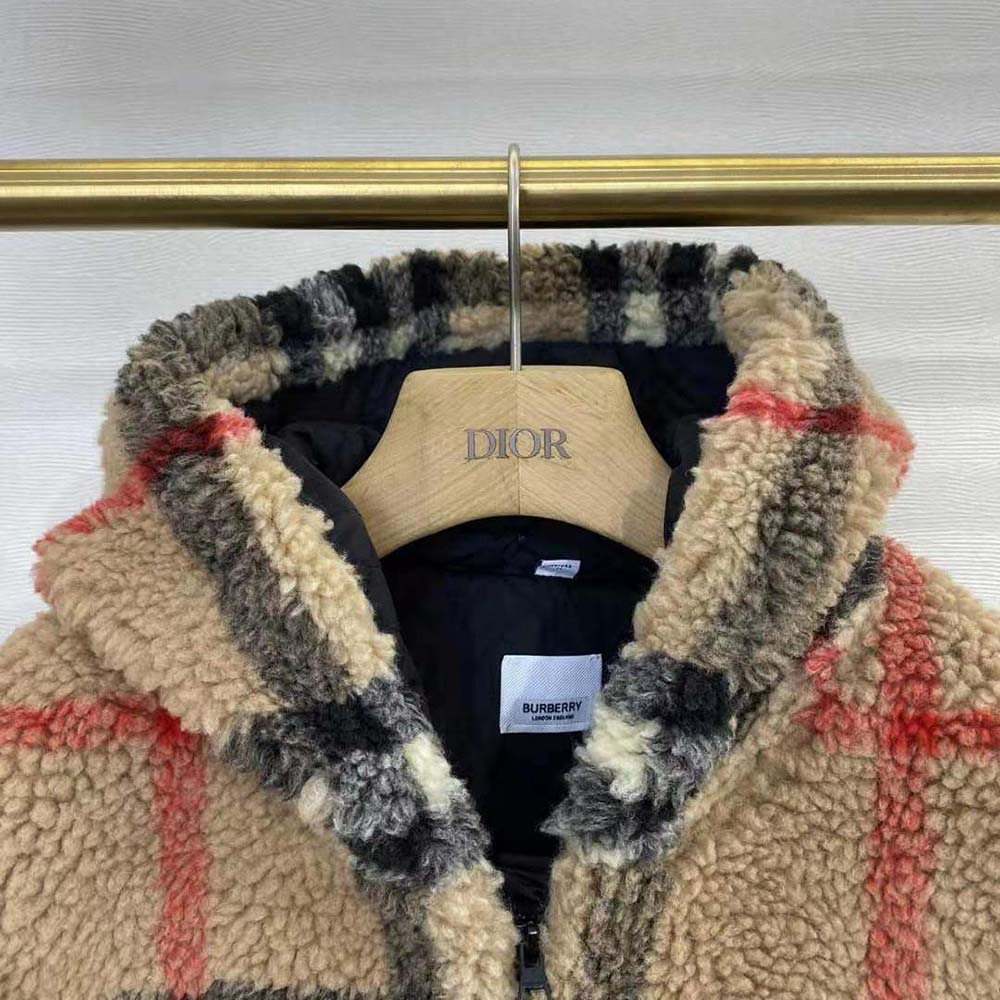 Burberry Men Check Fleece Hooded Jacket - image 5