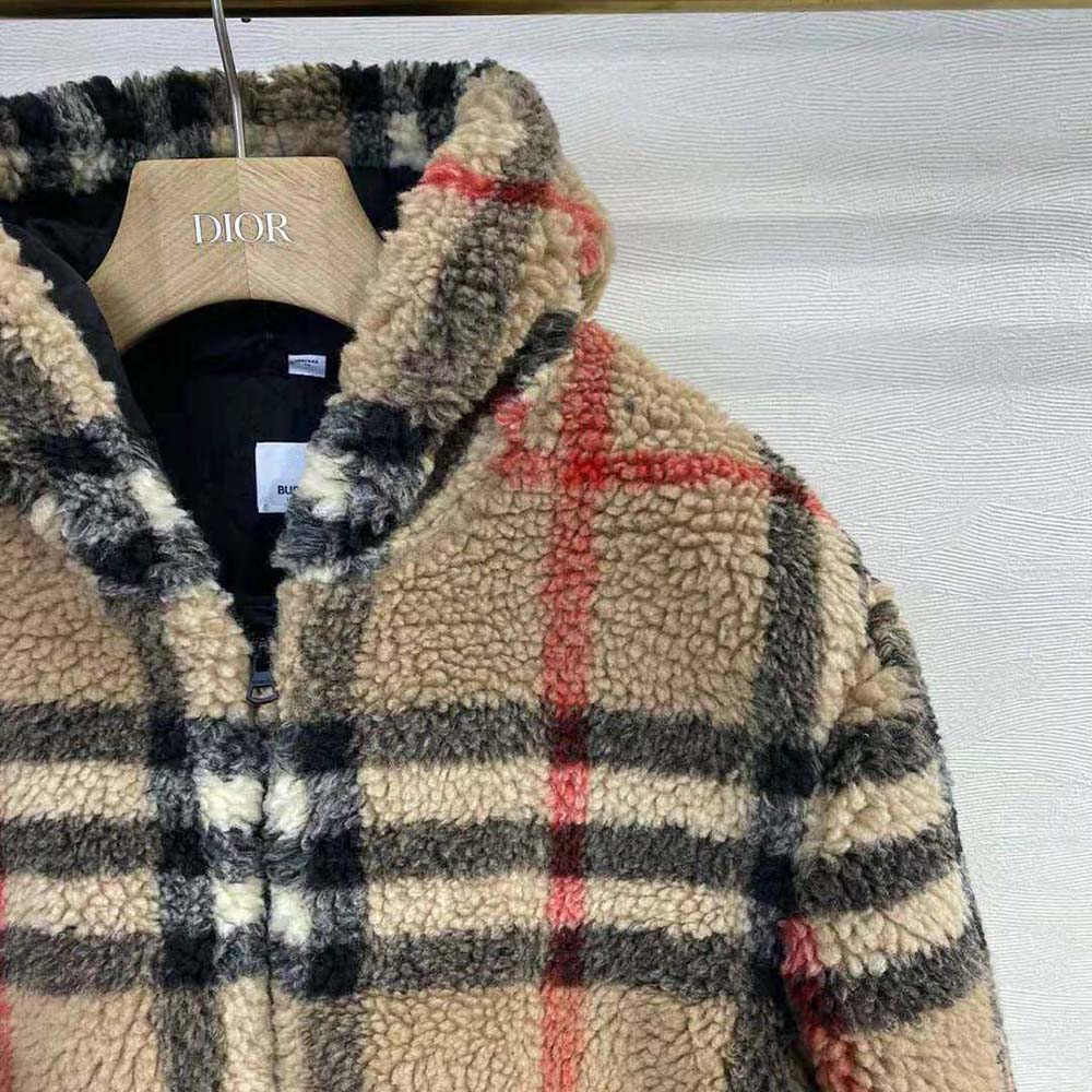 Burberry Men Check Fleece Hooded Jacket - image 4