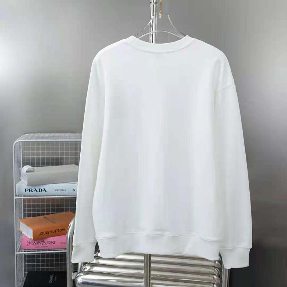 Side angle showing ribbed cuff detail on Burberry Men EKD Cotton Sweatshirt-White