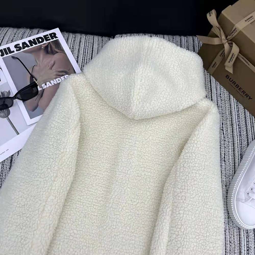 Burberry Men EKD Fleece Hooded Jacket-White - image 5