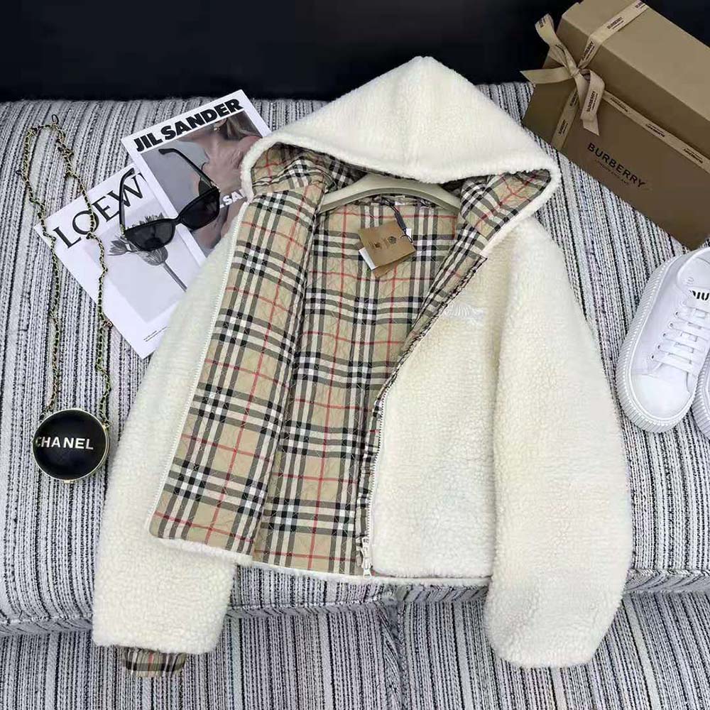 Burberry Men EKD Fleece Hooded Jacket-White - image 6