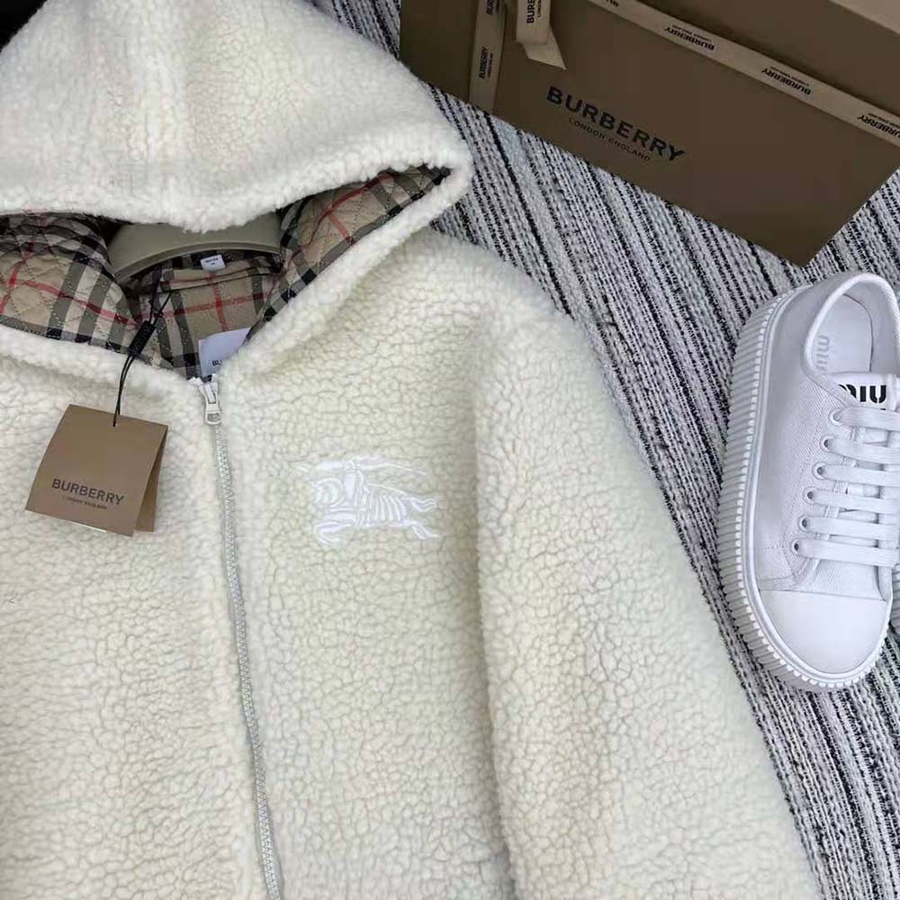 Burberry Men EKD Fleece Hooded Jacket-White - image 7