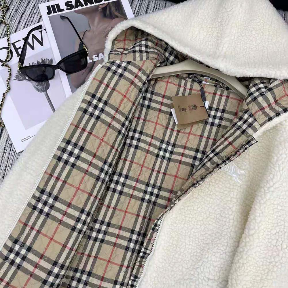 Burberry Men EKD Fleece Hooded Jacket-White - image 10