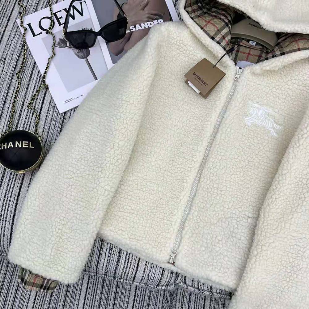 Burberry Men EKD Fleece Hooded Jacket-White - image 4