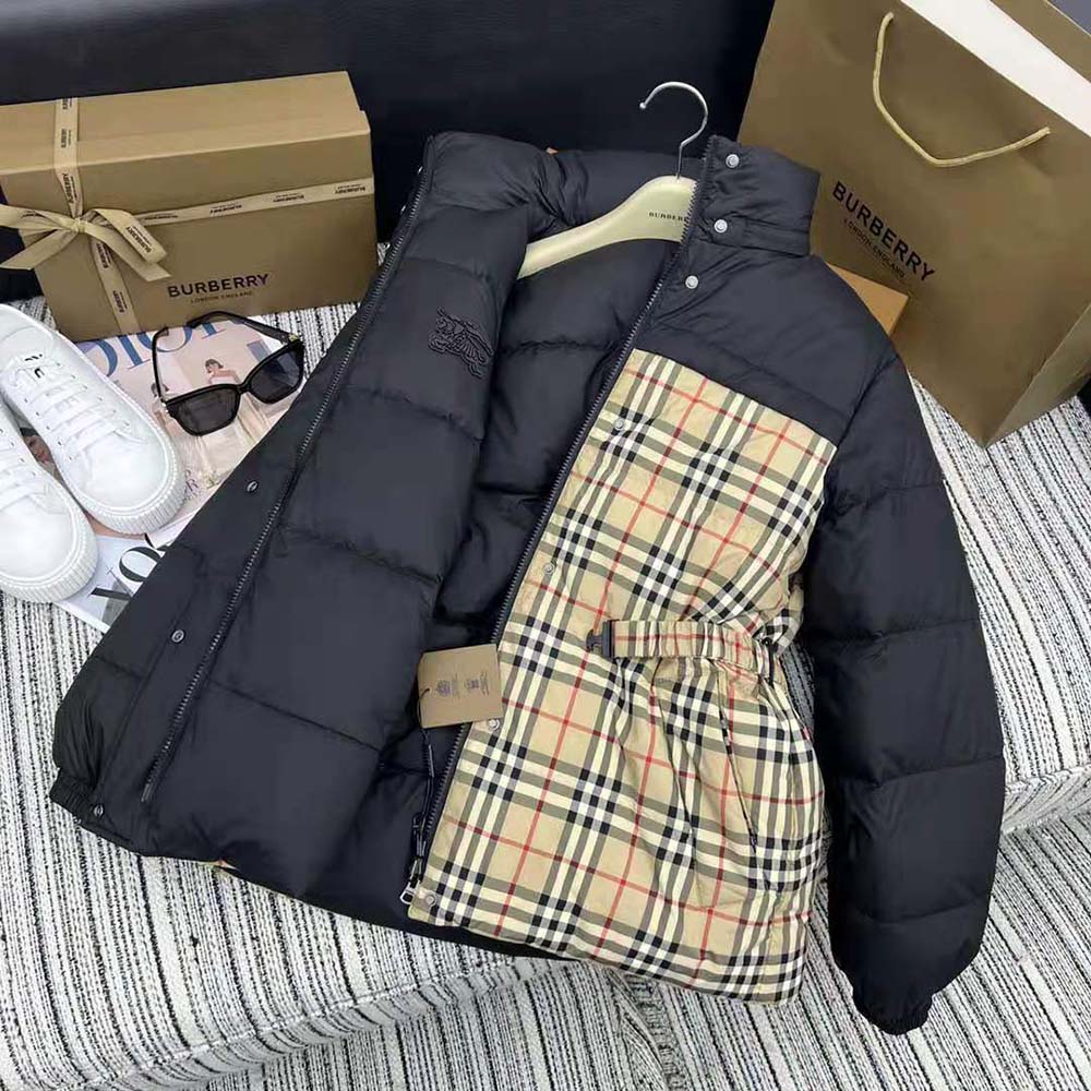 Burberry Women Reversible Down Puffer Jacket-Black - image 6