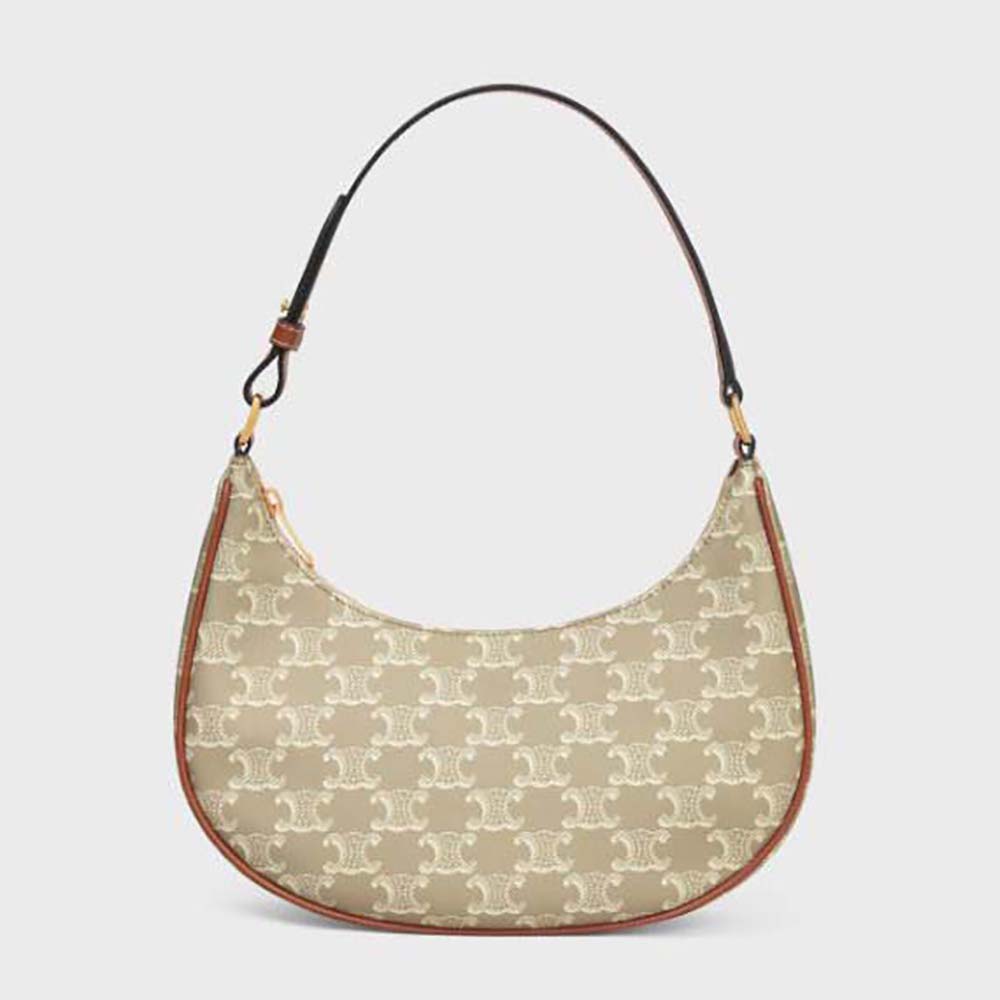 Front view of Celine Women Ava Bag in Triomphe Canvas and Calfskin