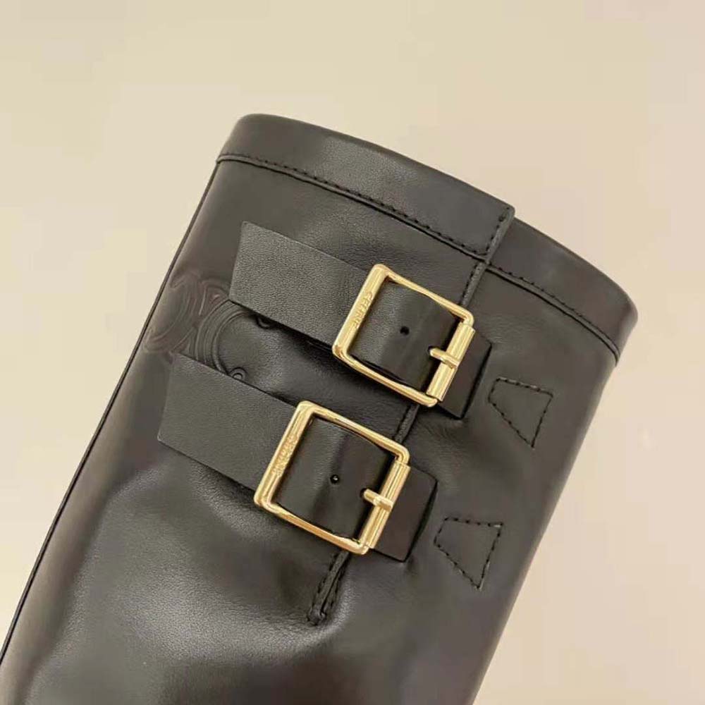 Celine Women Bulky Mid Biker Boot with Harness in Calfskin – Vegetal Tanning-Black - image 9