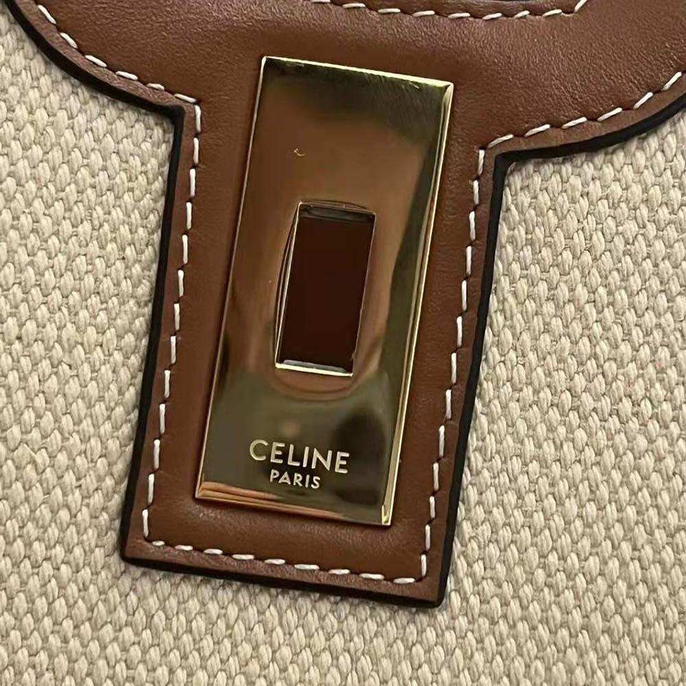 Celine Women Cabas 16 in Textile and Calfskin-Beige - image 10