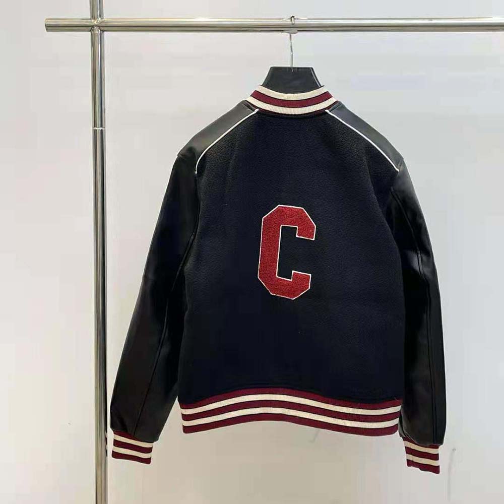 Side angle showing relaxed fit of Celine Men Classic Teddy Jacket in Wool
